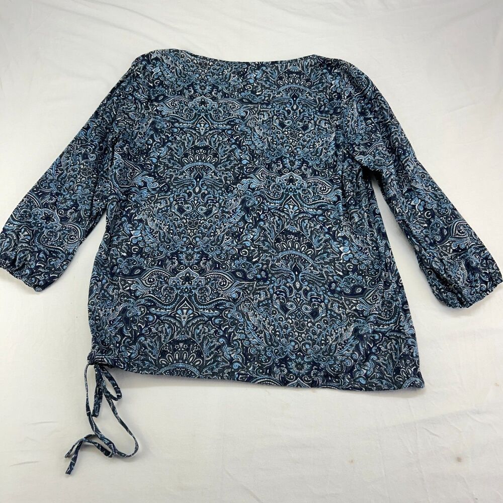 Lucky Brand Live in Love Boho Blue Paisley Print CottageCore Sz M - Picture 4 of 8